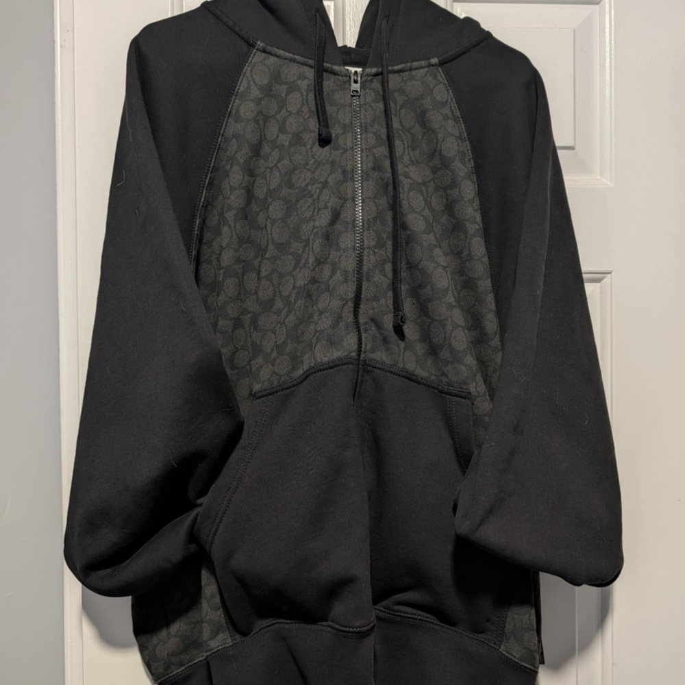 Coach Black Patterned Zip-Up Sweater